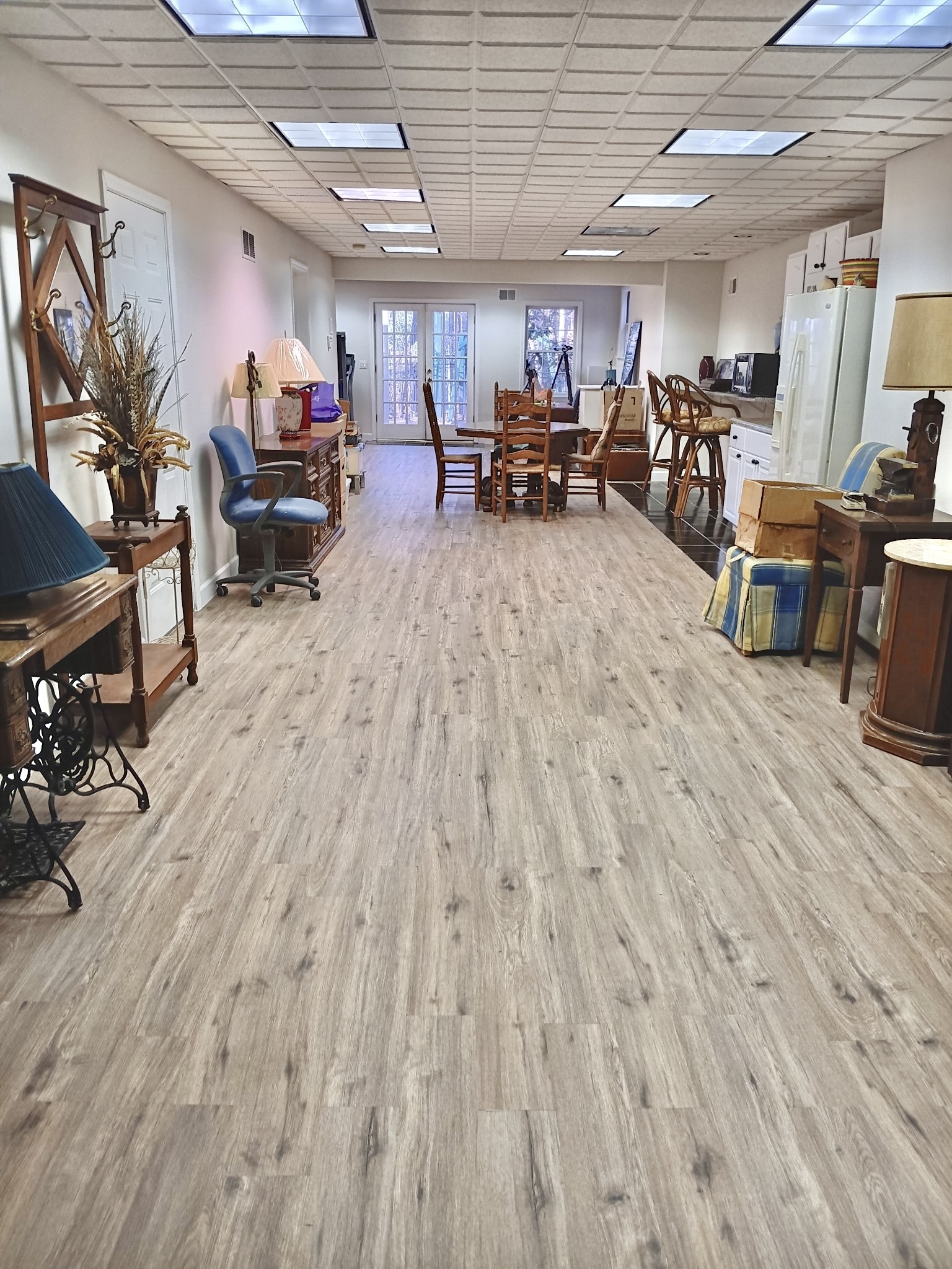 Basement finish – media wall and LVP flooring